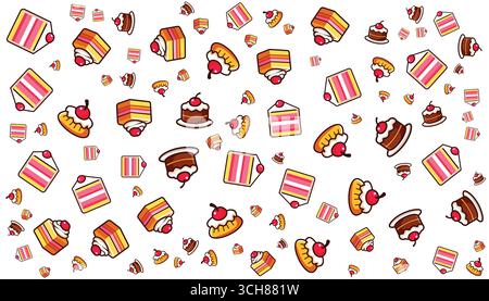 Colorful Cake Pattern Vector in color full on white background Stock Vector