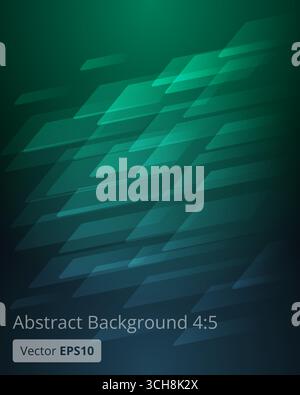 Green and blue gradient background features transparent geometric shapes layered to create a sense of dynamic movement and depth, suitable for modern Stock Vector