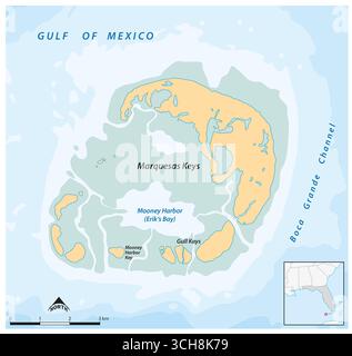 Map of the Marquesas Keys archipelago, Florida, United States Stock Photo