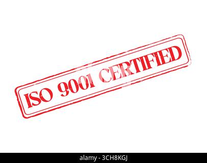 A ISO 9001 Certified Rubber Stamp Seal with an Outline and Text Stock Vector
