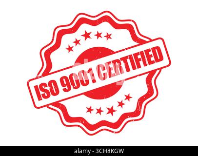A ISO 9001 Certified Rubber Stamp Seal with a Decorative Border Stock Vector