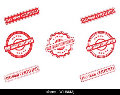 A Collection of ISO 9001 Certified Rubber Stamps and Seals Stock Vector