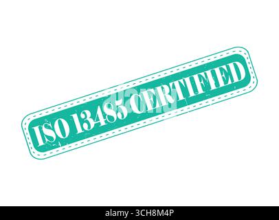 A ISO 13485 Certified Rubber Stamp Seal on a Bar Stock Vector