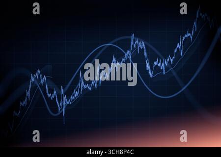 Stock market or forex trading graph and candlestick chart suitable for financial investment concept. Economy trends background for business idea and a Stock Photo