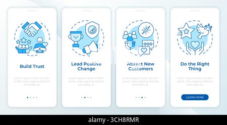 Benefits of ethical branding blue onboarding mobile app screen Stock Vector
