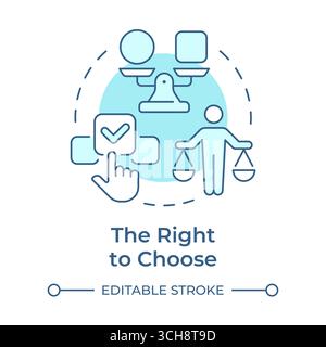 Right to choose soft blue concept icon Stock Vector