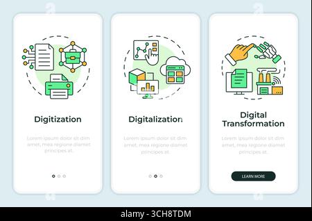 Digital transformation onboarding mobile app screen Stock Vector