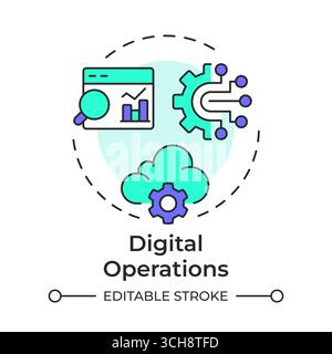 Digital operations multi color concept icon Stock Vector