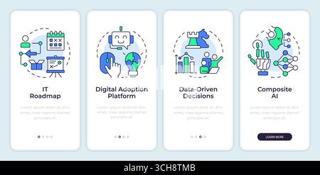 Digital technologies implementation onboarding mobile app screen Stock Vector