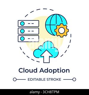 Cloud adoption multi color concept icon Stock Vector