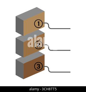 Three cardboard boxes. Logistic delivery concept. Numbered parcel vector. Shipping business elements. EPS 10. Stock Vector