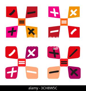 Mathematical symbols icon. Calculation signs set. Algebra equations concept. Arithmetic Vector pattern. EPS 10. Stock Vector