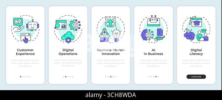 Digital transformation pillars onboarding mobile app screen Stock Vector