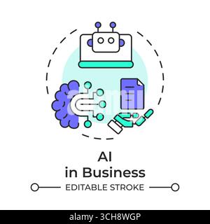 AI in business multi color concept icon Stock Vector