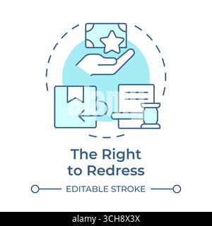 Right to redress soft blue concept icon Stock Vector