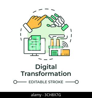 Digital transformation multi color concept icon Stock Vector