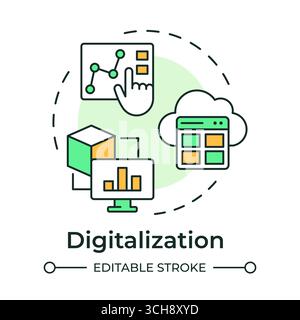 Digitalization multi color concept icon Stock Vector