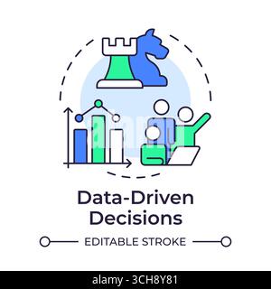 Data-driven decisions multi color concept icon Stock Vector