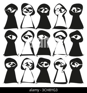 Hand drawn figure icons. People character doodles. Abstract human shapes. Vector creative illustration. EPS 10. Stock Vector