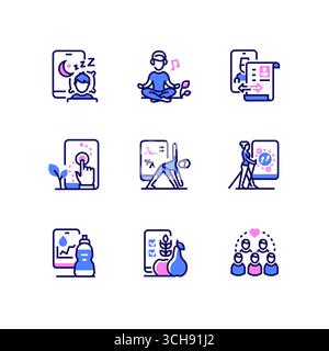 Health app - modern line design style icons set Stock Vector