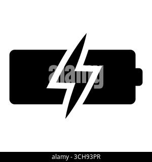 Charging battery icon. Power energy symbol. Lightning bolt graphic. Vector charging process. EPS 10. Stock Vector