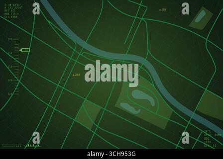 Big city military green map overlay Stock Vector