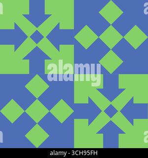 Mosaic Illustration Visual Puzzle, Optical Illusion IQ Test, Interlocking Arrows, Two-Color Vector Design Stock Vector