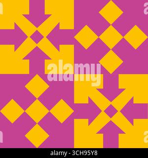Mosaic Illustration Visual Puzzle, Optical Illusion IQ Test, Interlocking Arrows, Two-Color Vector Design Stock Vector