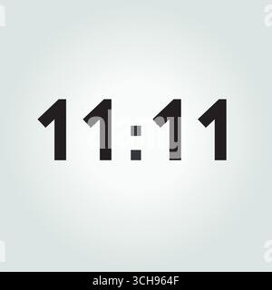 Number sequence 11:11 on digital display, mirror hour, symmetrical numbers, concept of time, destiny, synchronicity, numerology Stock Vector