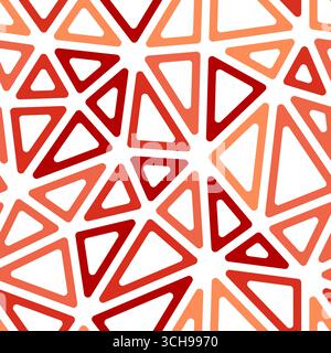Triangles vector pattern. Large triangles size. Monotone style. Rounded triangular cells outlined. Repeatable pattern. Fiery contrast. Stock Vector