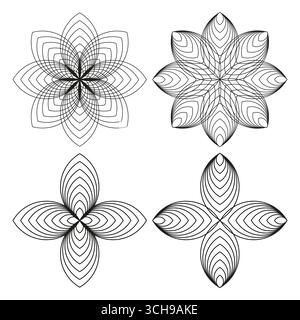 Abstract line shapes. Symmetric floral pattern. Geometric ornament. Vector digital illustration. EPS 10. Stock Vector