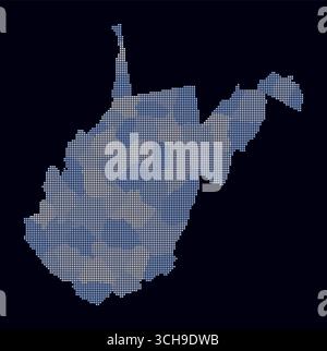 Square dots pattern map of West Virginia. Dotted pixel map with ...