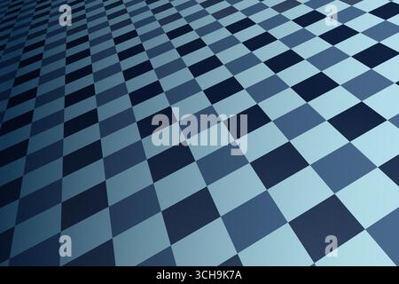 Abstract geometric mosaic blue background with perspective. Squared tile floor infinity futuristic copy space. Vector chess digital wall print Stock Vector