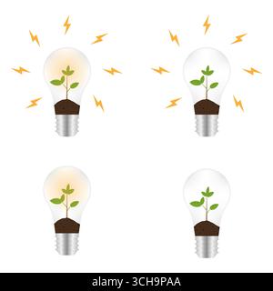 Eco Energy saving concept background. Ecology Light Bulb. Green Eco Energy Concept. Vector Illustration. Stock Vector