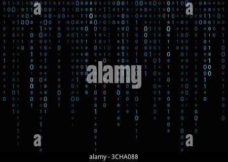 Design of a wallpaper featuring streaming data and digital binary code, Blue digital binary data on computer screen background Stock Vector