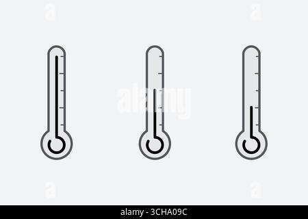 Thermometer Vector Icon Design Illustratio. temperature cold hot celsius measurement vector illustration. black color icon Stock Vector