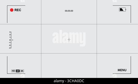 Overlay for the camera's viewfinder.  Video camera viewfinder on white background, Video camera viewfinder display frame for recording video and photo Stock Vector