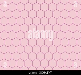 Abstract pattern of geometric shapes. Medium Red-Violet color on matching background. Simple hexagon grid. Hexagonal shapes. Seamless pattern. Stock Vector