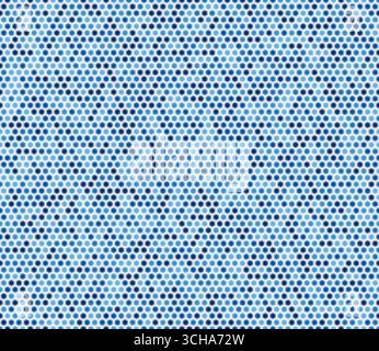 Minimal geometric background. Bold rounded hexagons mosaic cells with padding and inner solid cells. Blue color tones. Small hexagon geometric shapes. Stock Vector