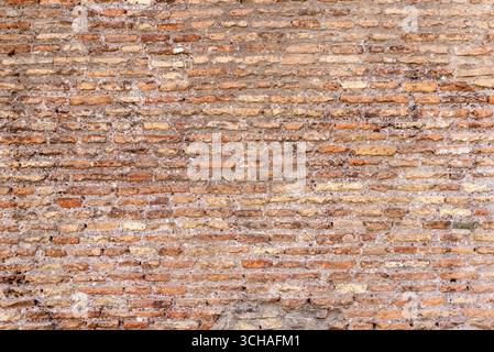 Close-up of rustic brick wall texture, weathered and aged for authentic historical detail Stock Photo
