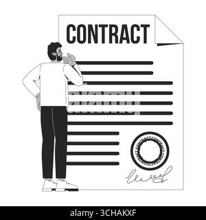 Contract legal document line illustration concept Stock Vector