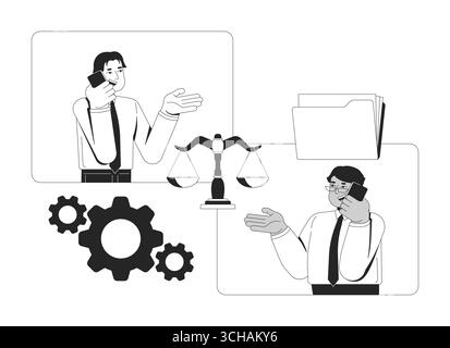 Legal advice over phone call line illustration concept Stock Vector