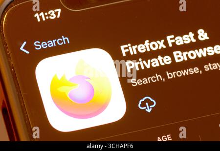 Mozilla Firefox internet browser app in the Apple App Store Stock Photo