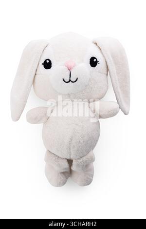 Cute Plush Easter Bunny Toy isolated on white Background Stock Photo