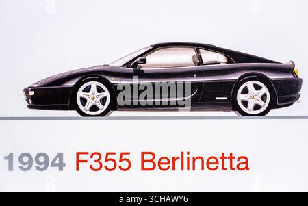 Graphic representation of a 1994 Ferrari F355 Berlinetta, Ferrari Museum, Maranello, Italy Stock Photo