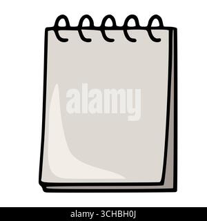 A vector illustration of a closed spiral-bound notepad, featuring a minimalist design with subtle shading and a neutral grey color palette, perfect fo Stock Vector