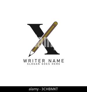 Letter X Pencil Logo Design. Alphabet X Lead Pencil Icon Stock Vector
