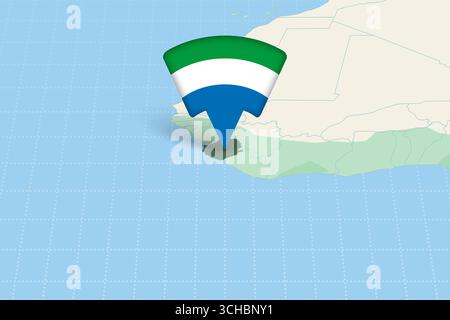 Sierra Leone Location Highlighted on African Map with Flag Icon. Detailed Vector Design. Stock Vector