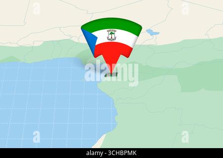Equatorial Guinea Location Highlighted on African Map with Flag Icon. Detailed Vector Design. Stock Vector