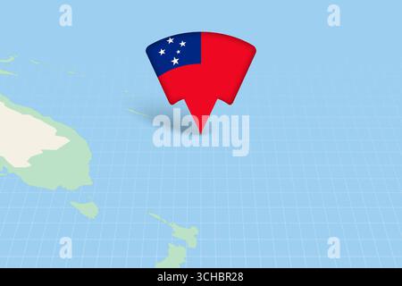 Samoa highlighted on a detailed map, geographic location of Samoa ...